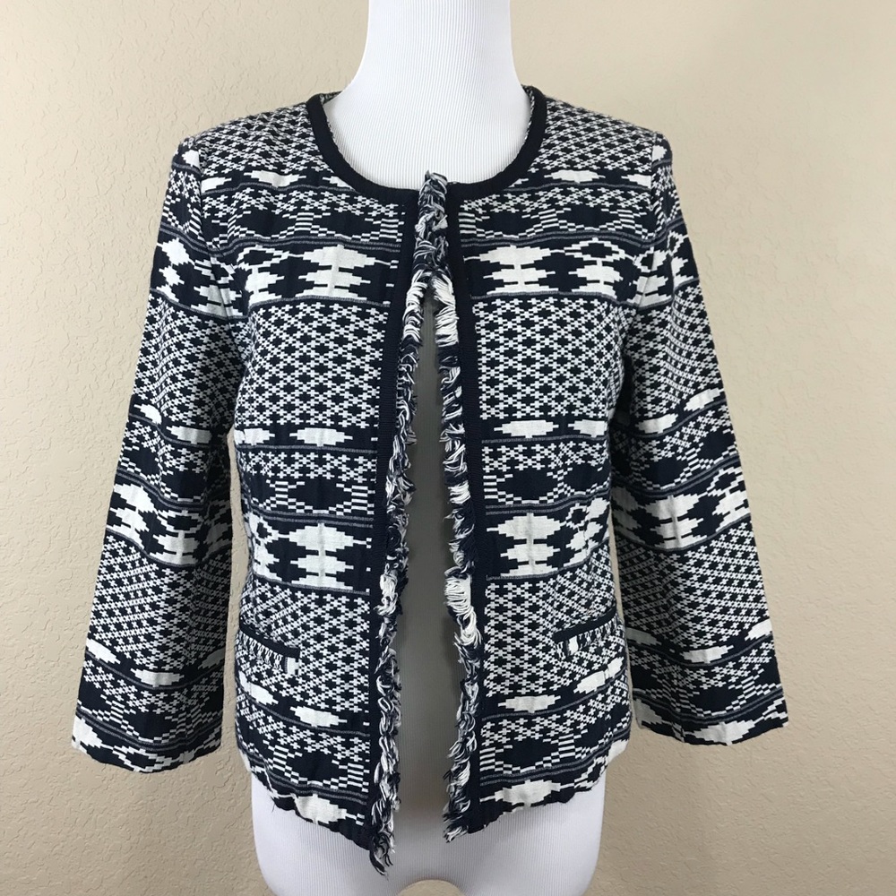 Navy Aztec & Fringe Blazer by Laundry Shelli Segal